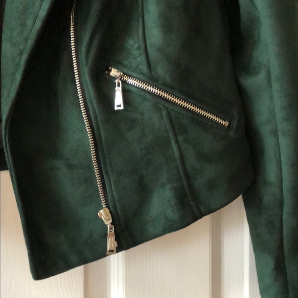 Jou Jou Dark Green Suede Moto Jacket - Picture 3 of 3